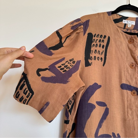 Vintage Betty Jackson Abstract Linen Dress Size 10 - Picture 4 of 12